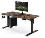 Ergonomischer, h&ouml;henverstellbarer Schreibtisch, anthrazit/Nussbaum: 140 x 70...