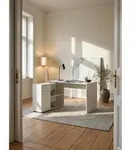 Design Eckschreibtisch mit Regal Wei&szlig; 120 x 75,5 x 106,5 cm, Moderner