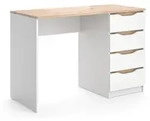 Schreibtisch Vicco Ruben Wei&szlig;/Artisan-Eiche 110 x 50 cm mit 4 Schubladen, Model