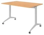 b&uuml;m&ouml; Seminartisch klappbar & fahrbar - Gestell: Silber, Nachbildung: Buche,