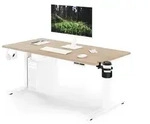Ergonomischer, h&ouml;henverstellbarer Schreibtisch, wei&szlig;/Sonoma-Eiche: 140 &times; 70...