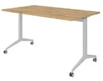 b&uuml;m&ouml; Seminartisch klappbar & fahrbar - Gestell: Silber, Nachbildung: Asteiche,