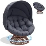 COMHOMA Papasansessel, gem&uuml;tlicher Drehsessel mit Kissen rund, bequemer
