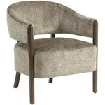 HOMCOM Loungesessel Sessel mit Chenille-Optik, Relaxsessel mit Holzbeinen, Braun -