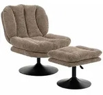 HOMCOM 360&deg; drehbarer Loungesessel mit h&ouml;henverstellbarem Fu&szlig;hocker, Braun - Braun