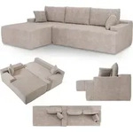 Juskys Sofa Coredo - Taupe, moderne Couch aus Cord mit Kissen, Ottomane links - Taupe