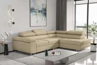 Ecksofa Sofa JADE Stoff Ascot Champagner mit Schlaffunktion Ottomane Rechts
