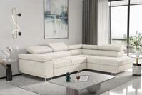 Ecksofa Sofa JADE Stoff Ascot Beige mit Schlaffunktion Ottomane Rechts