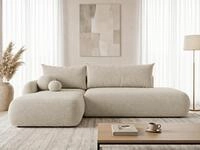 Ecksofa Neto mit Schlaffunktion und Bettkasten - Boucl&eacute;-Stoff - L-Form Couch,