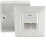 S-Impuls CAT 6A Anschlussdose, 2x RJ45-Buchse, AP/UP, 45&deg;, voll geschirmt,