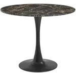 BELIANI Esszimmertisch Schwarz u. Gold Marmor Optik Rund 90 cm MDF-Platte Metall