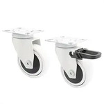 WAGNER Design 3C - Lenkrollen soft 2tlg. Set - &Oslash; 75 mm, wei&szlig;, 1 mit Bremse,