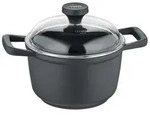 Kochtopf mit Glasdeckel 20 oder 24 cm, Aluminium, schwarz - Edition 100 - Grau