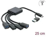 Delock USB 5 Gbps Kabel-Hub mit Type-C oder Typ-A Stecker zu 2 x
