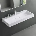 Mai & Mai Waschbecken Aufsatzwaschbecken Wei&szlig; H&auml;nge-Waschtisch Rechteckig 1