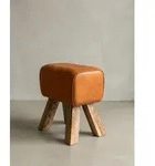 Design Turnbock Sitzhocker Braun 40 x 30 x 47 cm, Turnhocker Hocker Lederhocker