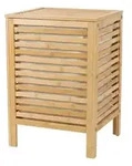 Bambus-W&auml;schekorb mit Deckel und herausziehbarem Sack LUND, 60 L - Beige