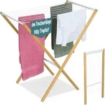 Relaxdays W&auml;schest&auml;nder, klappbar, 8 Stangen, HxBxT: 77 x 79 x 49 cm, Bambus,