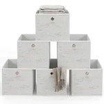 Relaxdays Aufbewahrungsbox, 6er Set, 30x30x30 cm, Stoff, Holzoptik, Griffloch,