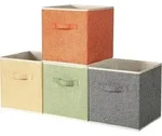 Aufbewahrungsbox Stoff 4er Set 27x27x28 cm faltbar mit Griffen Ordnungssystem...