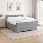 vidaXL Boxspringbett mit Matratze Hellgrau 180 x 200 cm Stoff - Hellgrau