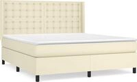 vidaXL Boxspringbett mit Matratze Creme 160x200 cm Kunstleder - Creme