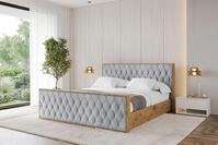 ALTDECOR Polsterbett mit Bettkasten - ENZO5-Z - 140x200 - Grau - Bett mit Matratze