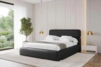 ALTDECOR Polsterbett mit Bettkasten - ENORA - 120x200 - Schwarz - Bett ohne Matratze,