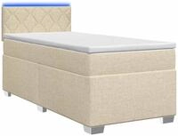 vidaXL Boxspringbett mit Matratze und LED Creme 90 x 200 cm Stoff - Creme