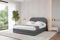 ALTDECOR Polsterbett mit Bettkasten - LERIS - 140x200 - Dunkelgrau - Bett mit
