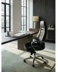 B&uuml;rostuhl AUSTIN Echt-Leder Schwarz Schreibtischstuhl 120KG Chefsessel hohe