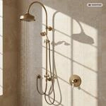 PaulGurkes Duschsystem Messing Bronze Antik Regendusche Set Unterputz Aufputz