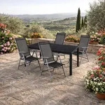 5-tlg Gartenm&ouml;bel Gartengarnitur Outdoor 125x70cm Anthrazit/Schwarz -...