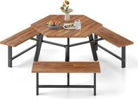 COSTWAY Picknicktisch Set f&uuml;r 6 Personen, Gartentisch aus Akazienholz mit...