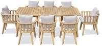 Akazie Gartenm&ouml;bel-Set LISO 8-Sitzer rechteckig mit geriffelter Tischplatte und