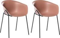 BELIANI Gartenstuhl 2er Set Braun und Schwarz Kunststoff mit Metallbeinen...