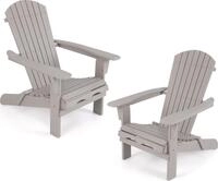 COSTWAY 2er Set Adirondack Stuhl klappbar, Adirondack Chair aus Holz,...