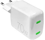 PURO MiniPro 70W GAN-Wandladeger&auml;t mit 2 USB-C-Anschl&uuml;ssen - Wei&szlig;