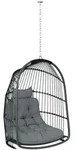 Outsunny H&auml;ngesessel H&auml;ngekorb mit Kissen Polyrattan Schaukel H&auml;ngestuhl -