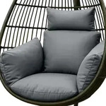 HOMESCAPES H&auml;ngesessel-Kissen Outdoor grau mit Kopfst&uuml;tze, Polster-Auflage f&uuml;r