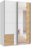 Schwebet&uuml;renschrank 2trg. Kleiderschrank 135 cm Wei&szlig; Schubladen Eiche mit...