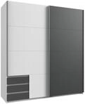 Schwebet&uuml;renschrank 2-trg. Kleiderschrank 179 cm Wei&szlig; Grafit Schubladen...