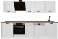 K&uuml;chenzeile Vicco R-Line Wei&szlig; Landhaus/Wei&szlig; 280 cm Arbeitsplatte Goldkraft Eiche,
