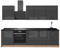 K&uuml;chenzeile Vicco Fame-Line Anthrazit Hochglanz/Goldkraft Eiche 280 cm, AP