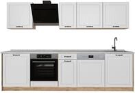 K&uuml;chenzeile Vicco R-Line Wei&szlig; Landhaus/Goldkraft Eiche 280 cm Arbeitsplatte Marmor,