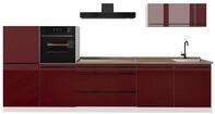 K&uuml;chenzeile Vicco R-Line Rot Hochglanz/Wei&szlig; 340 cm Arbeitsplatte Goldkraft Eiche,