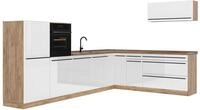 Eckk&uuml;che Vicco R-Line Wei&szlig; Hochglanz/Goldkraft Eiche 327 x cm ohne Arbeitsplatte,