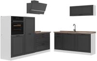 K&uuml;chenzeile Vicco R-Line Anthrazit Landhaus/Wei&szlig; 220 cm Arbeitsplatte Goldkraft