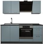 Singlek&uuml;che Vicco R-Line Blau-Grau/Anthrazit 180 cm ohne Arbeitsplatte, Model 66984