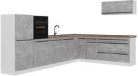 Eckk&uuml;che Vicco R-Line Beton/Wei&szlig; 327 x cm Arbeitsplatte Goldkraft Eiche, Model